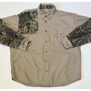 CABELAS - Men's Beige‎ & Seclusion 3D Camo Trim Heavy Hunting Shirt - X-Large XL